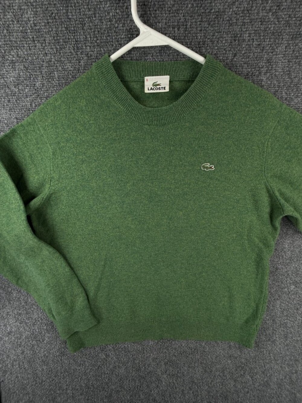 Lacoste Men Sweater Knit Croc Logo Adult Size 6 Men Green Wool Blend Woolmark